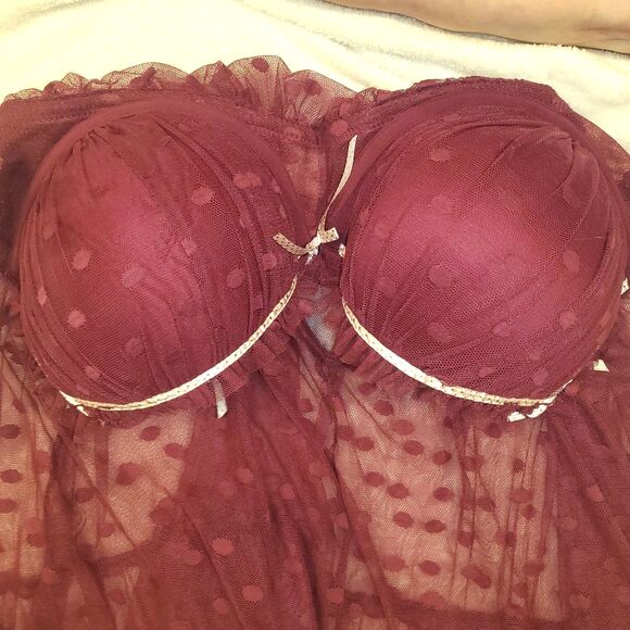 NWT VELVET KITTEN Babydoll nightgown Sz 2XL. Plus Size. Deep Plum/Purple. Bra - Picture 3 of 7